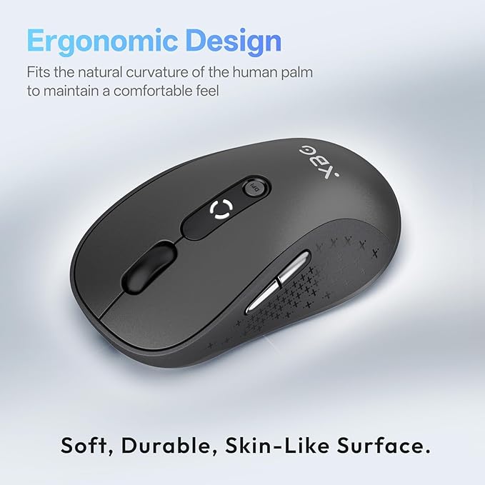 XBG B15 Tri-Mode Wireless Mouse Bluetooth 5.0/4.0 &amp 2.4G 5 Adjustable DPI Type-C Rechargeable with 3-Level Battery Indicator Ergonomic Silent Design for Office/Laptop/Travel