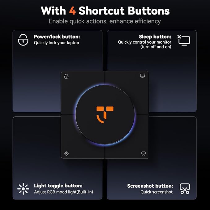 TobenONE 10-in-1 Shortcut-Key Docking Station with 4 Shortcut Button and Volume Knob USB C Dock with 4K@60Hz HDMI 100W PD 3 USB Ethernet Audio SD/microSD for MacBook Windows Chrome Mac mini