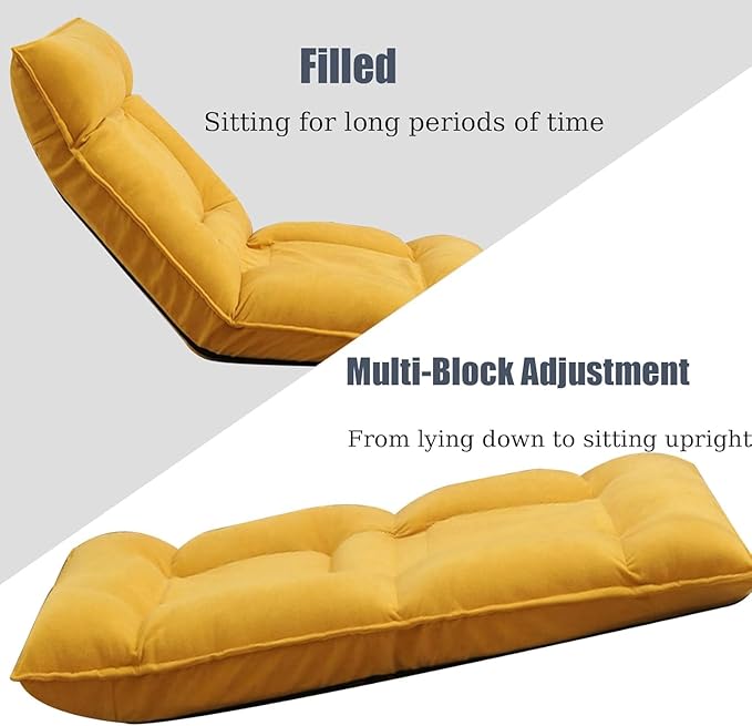 BTZHY Floor Chair Folding Floor Chair with Back Support - Multi-Level Adjustment for Men and Women - Single Sofa Folding Floor Chair(Dark Gray)