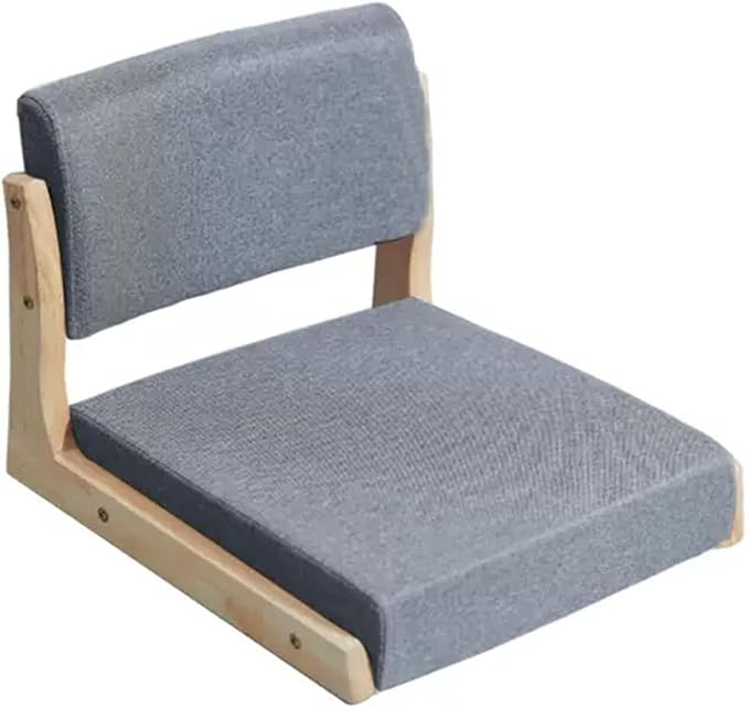 BTZHY Floor Chair Tatami Chair with Backrest Meditation Floor Chair Portable Legless Chair Wood Lazy Sofa Floor Window Balcony Living Room Chair(Smoke Grey 1)