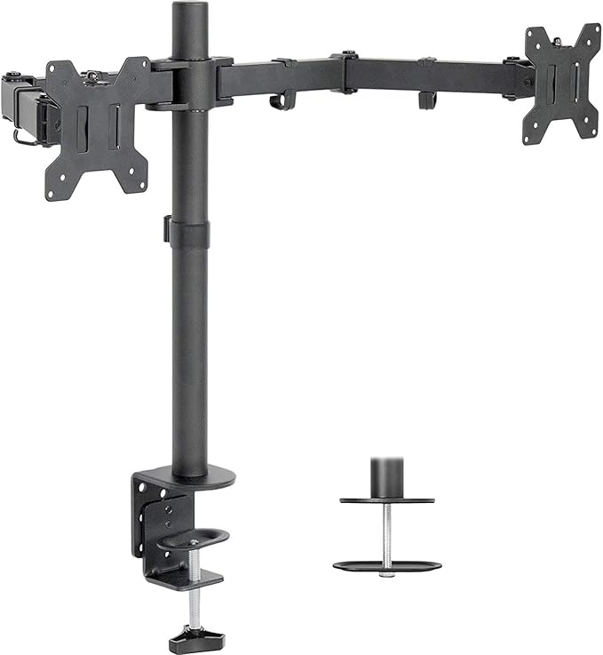Lenovo ThinkVision S24e-20 23.8 Full HD 1920 x 1080 WLED LCD Monitor 2-Pack 250 Nit FreeSync HDMI-VGA Raven Black Bundle with Adjustable Desk Mount Monitor Stand