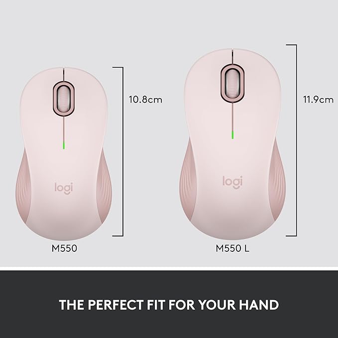 Logitech Signature M550 Wireless Mouse - for Small to Medium Sized Hands 2-Year Battery Silent Clicks Bluetooth Multi-Device Compatibility - Rose