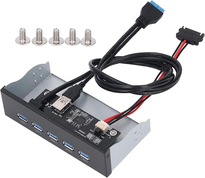5.25 Inch 19 Pin Front Panel USB Hub 5xUSB3.2 GEN1 Ports GL3510 Controller Multi System Compatibility for WIN7 8 10 2003 OS X