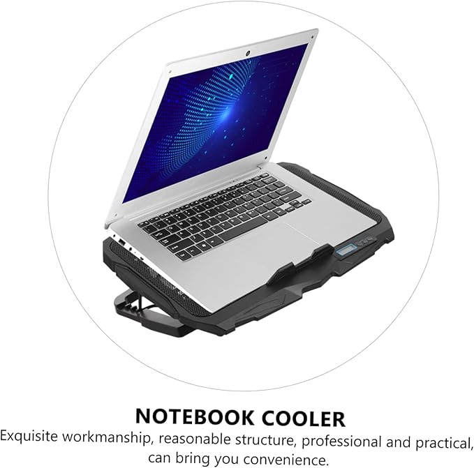 Tofficu Notebook Cooler Adjustable Height Led Fan Dual USB Ports Angle Support for Quiet Laptop Cooling and Ventilation Portable Laptop Cooling Mat