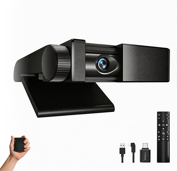 UHD 4K Webcam for pc - Web Cam with Microphone Privacy Cover Plug and Play Autofocus 10x Zoom Ultra Compact USB Laptop Web Camera Suitable for Laptops/Desktops/Zoom/Teams