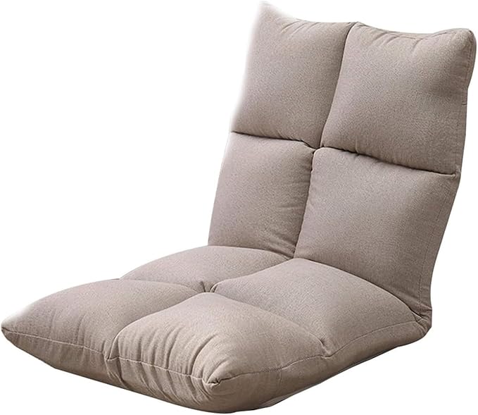 ELEFOCUS Folding Sofa Chair Folding Floor Chair 5 Gears Adjustable Leisure Meditation Chair with Backrest for Living Room(Beige)