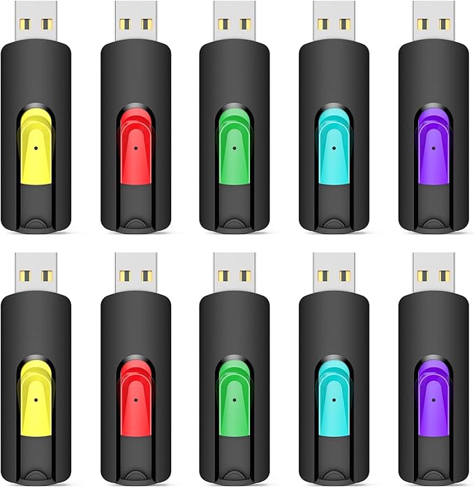 Aiibe 32GB Flash Drive 10 Pack 32GB USB Flash Drives Thumb Drive USB 2.0 Memory Stick Zip Drive USB Drives Bulk (32GB 10 Pack 5 Colors)
