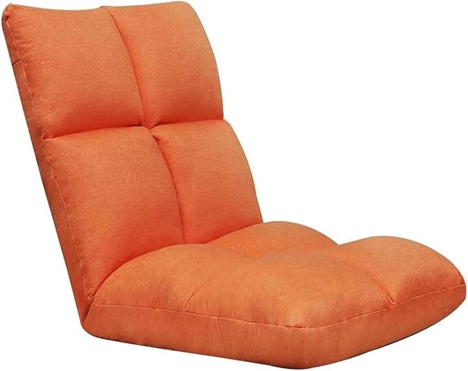 ELEFOCUS Folding Sofa Chair Folding Floor Chair Computer Chair On Single Bed 5 Speed Adjustment for Bay Window Bedroom(Orange)