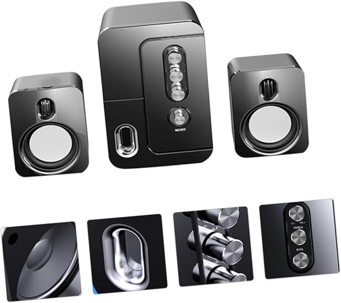 NUOBESTY USB Computer Speakers for Laptop and Desktop Black Portable 3D Surround Sound Loudspeaker with Deep Bass Versatile Home and Office Audio System