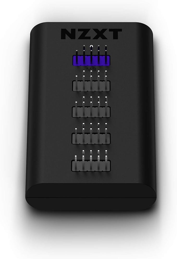 NZXT Internal USB Hub 3 - AC-IUSBH-M3-4 Internal USB 2.0 Ports - 3M Dual Lock Tapes -Magnetic Body &amp F120 RGB Fans - RF-R12SF-B1 - Advanced RGB Lighting Customization - Whisper Quiet Cooling