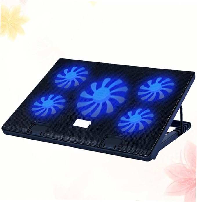 HOMSFOU 5 Fans Laptop Cooling Pad Strong Heat Dissipation Notebook Stand Fan Easy Install CPU Cooler for Gaming Laptop