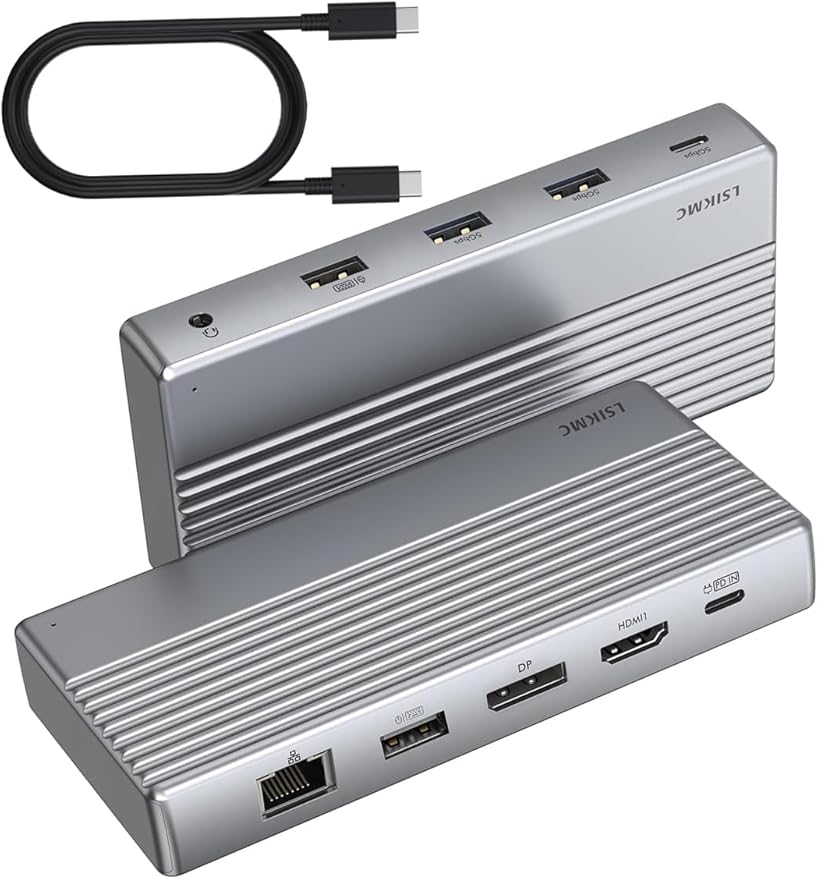 Dual Monitor Docking Station 4K@60Hz USB C Laptop Docking Station with HDMI 4K DP(4K@144Hz) 87W PD Ethernet 4USB/3.5Audiousbc hub for HP/Dell/Lenovo Laptops