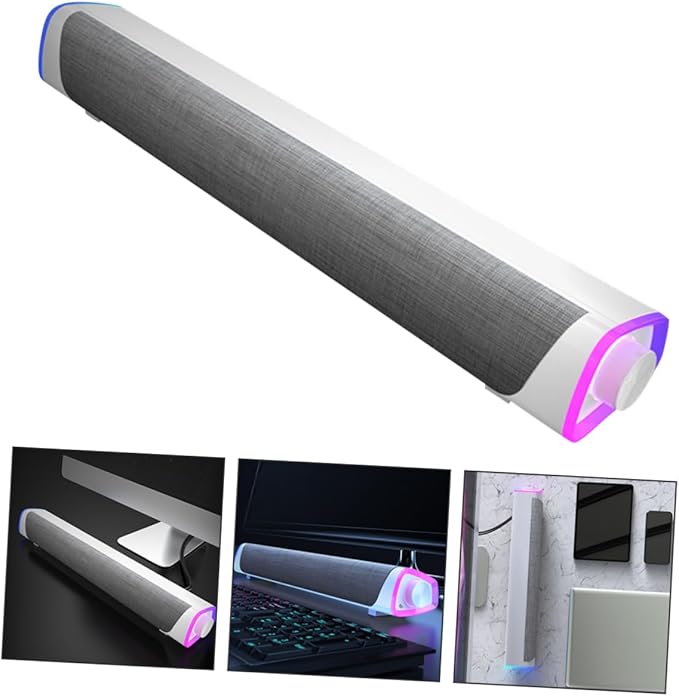 Veemoon Tablet Speaker Computer Soundbar Wired Soundbar White 3D Surround Sound Speaker
