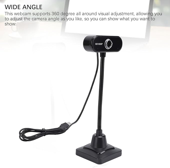 GOWENIC Web Camera 1080P USB Computer Camera with 3 Meter Omnidirectional Noise Reduction Microphone Wide Angle for Vista