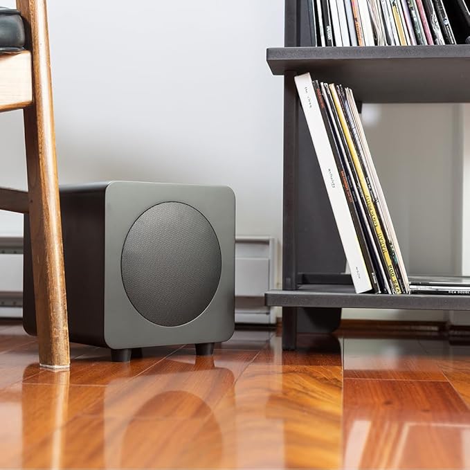Kanto REN Blue Bluetooth Powered Bookshelf Speakers - Matte Blue Pair with a SUB8VMB Sealed Powered 8 Subwoofer - Vinyl Black (2024)