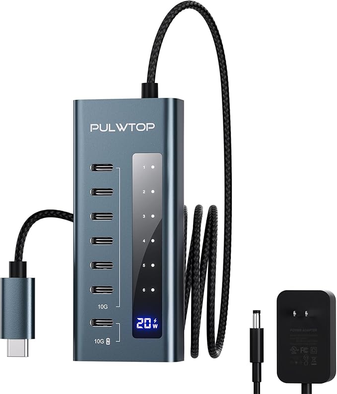 USB C Hub for Laptop 7 in 1 10Gbps USB Adapter Support Data &amp Charging(Not Support Video) USB Hub 10Gbps Ports for iMac MacBook Pro/Air iPad XPS USB Hub Multiport Adapter
