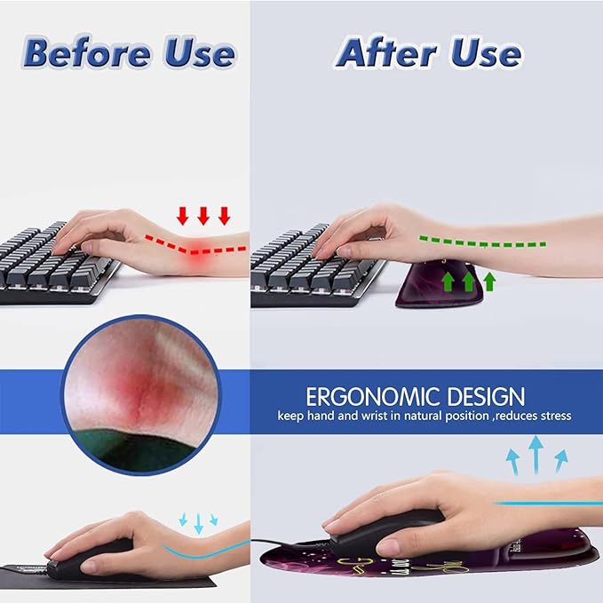 Ergonomic Gel Mouse Wrist Rest Pad and Keyboard Pad SetAnti-Slip PU Bottom Easy Typing and Relieve Wrist Pain with Cute Coaster Set (3-Quote Bible Verses Psalm 46:5)