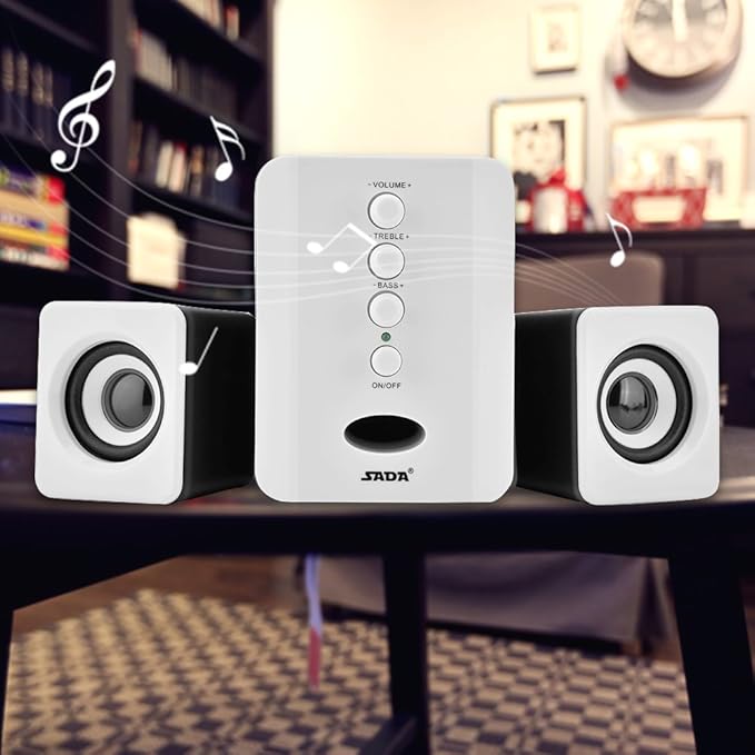 Bewinner Computer Speakers for Desktop or Laptop PC | USB-Powered Bookshelf Speakers - Active Near Field Monitors - Studio Monitor Speaker Bass Speaker High-Performance Loudspeaker (White)