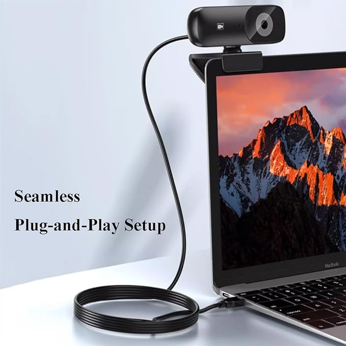 GIZNXBA Webcam with Microphone 1080p USB Webcam for Laptop Wide-Angle Lens Autofocus Noise-Reducing Auto Light Correction for Streaming Video Calls Gaming(1080P)