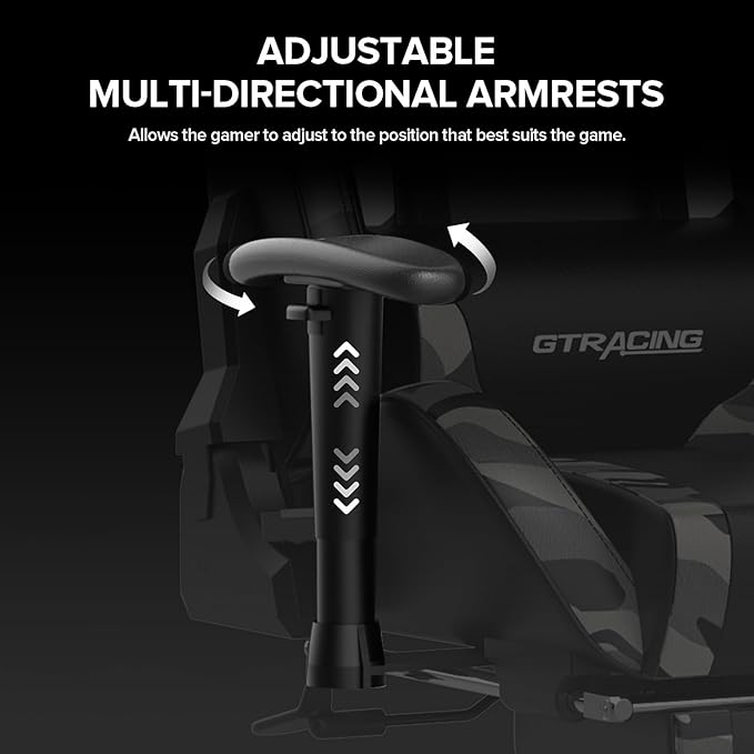 GTRACING Gaming Chair with Footrest Speakers Video Game Chair Bluetooth Music Heavy Duty Ergonomic Computer Office Desk Chair Camouflage