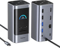 RayCue 14 in 1 Docking Station Dual Monitor 2 * 4K HDMI 6 USB Ports 5 Shortcut Button 1Gbps Ethernet PD3.0(No Power Adapter) Laptop Docking Station for Dell/HP/Lenovo/Asus/Acer/Mac
