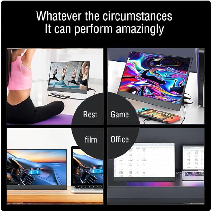 15.6 inch 4K Portable Monitor HDR 16:9 Low Blue Light for Xbox/ PS5/ 4/ Switch/Mobile Phone/Computer/Laptop Expansion