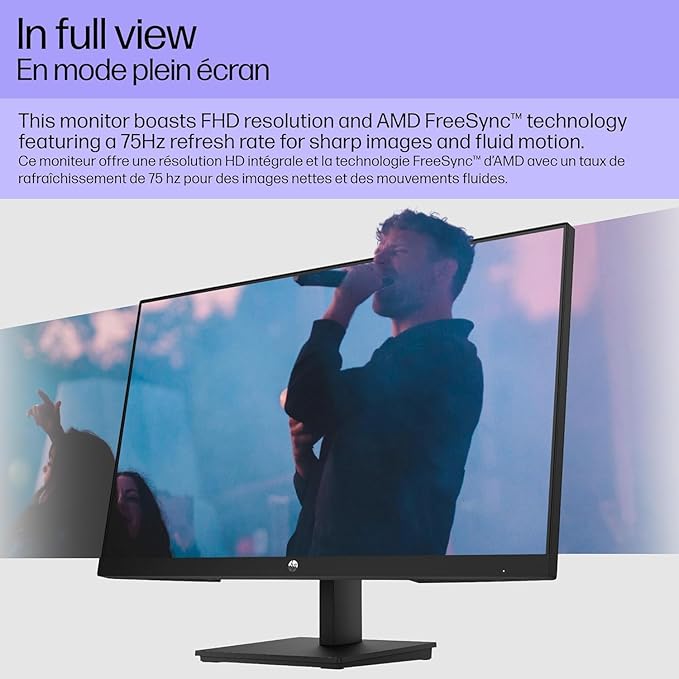 HP V24i G5 24 Inch Computer PC Monitor Full HD IPS 60Hz Refresh Rate 5ms Response Time 250 Nits Brightness AMD FreeSync Anti-Glare Low Blue Light HDMI DisplayPort Black (Renewed)
