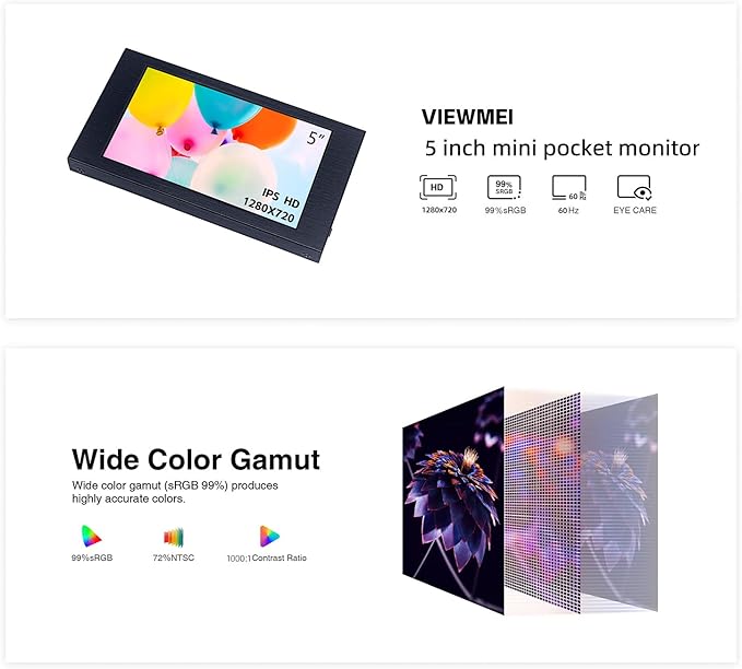 5 inch IPS Small Hdmi Monitor 1280 * 720 Mini LCD Screen Portable Display Monitor
