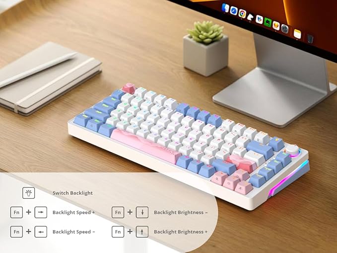 75% Pink Mechanical Gaming Keyboard Compact 82 Key Hot Swappable Keyboard with Knob RGB Backlit OEM Profile Wired USB Keyboard with Linear Switches for Windows Mac (82 Pink)