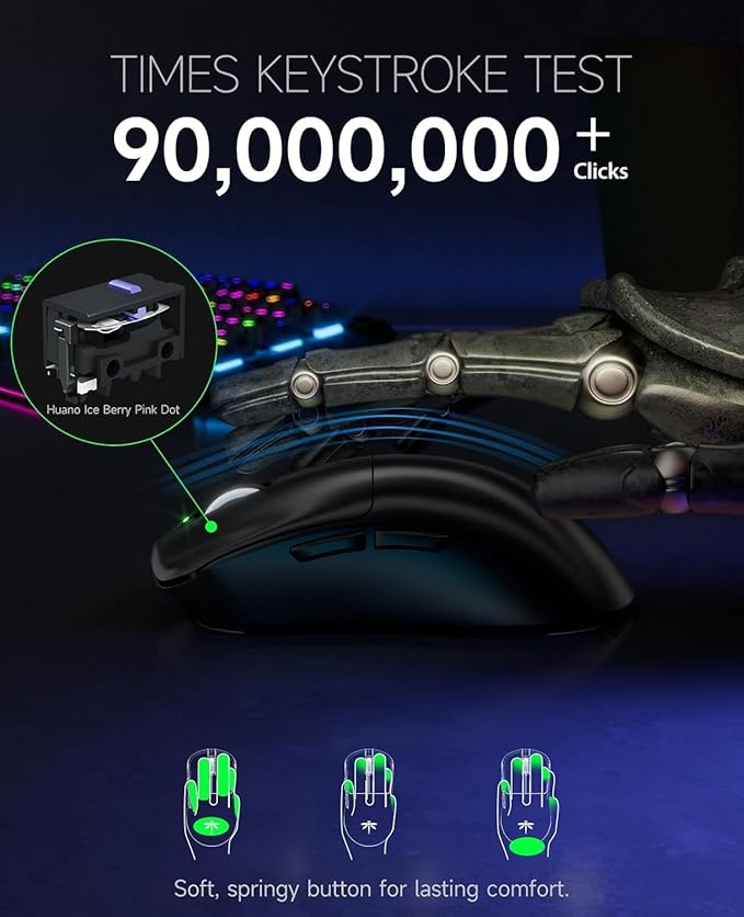 VGN F1 Wireless Gaming Mouse 26000 DPI High Precision 55g Lightweight 4K Polling Rate 200-Hour Battery Life 6 Programmable Buttons USB-C Charging Gaming Mouse Wireless for PC/Mac/LaptopBlack