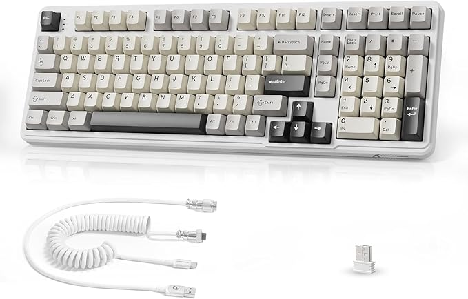 MAMBASNAKE Attack Shark X98 Wireless Mechanical Keyboard with NumpadGasket Mount Hot-Swap Pre-lubed Linear SwitchBT 5.0/2.4G/WiredRGB Backlit Computer Gaming Keyboards for PC/Tablet/PS5/Xbox-White
