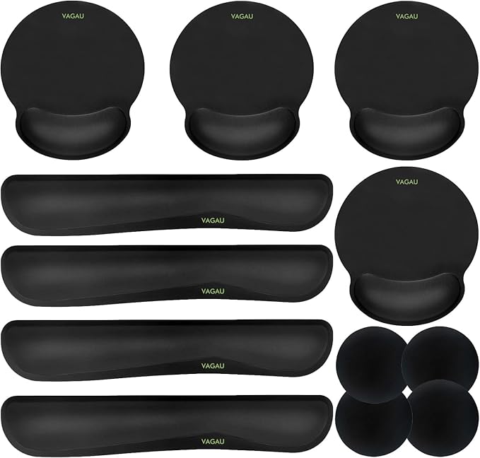 Ergonomic Mouse Pad with Wrist Rest Premium Memory Foam Keyboard and Mouse Wrist Rest Pads Set- for Comfortable Typing &ampWrist Pain Relief (Pack of 4)