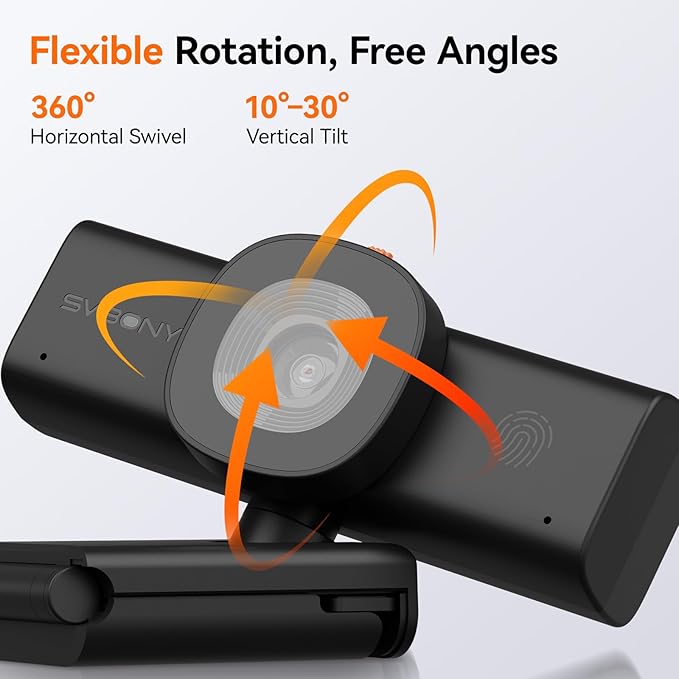 SVBONY 2K Webcam for PC Computer Camera with Low-Light 3D Noise Reduction&ampDual AI-Noise Canceling Mics Web Cam with Privacy Cover USB A-to-C Plug&ampPlay PC Camera for Video CallingTeamsStr