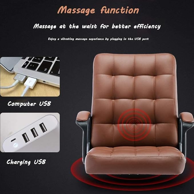 Home Office Chair Executive and Ergonomic Swivel Chair Adjustbale Height Leather Desk Gaming Chair High-Back Office Chair for Study Bedroom Bearing Capacity: 330 Lbs ( Color : Khaki  Size : With mass