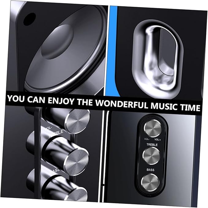 USB Computer Desktop Laptop Speakers 3D Surround Sound with Deep Bass Portable Black Multimedia Loudspeaker for Home and Office Use