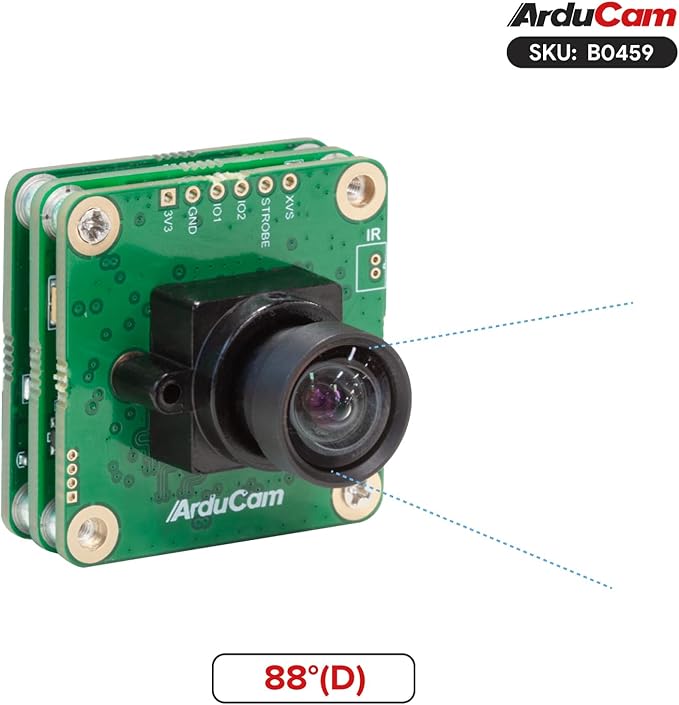 Arducam USB 3.0 Camera IMX477P 12MP High-Speed USB Camera Module with 88°(D) M12 Manual Focus Lens and Metal Case Compatible with Windows and Linux OS