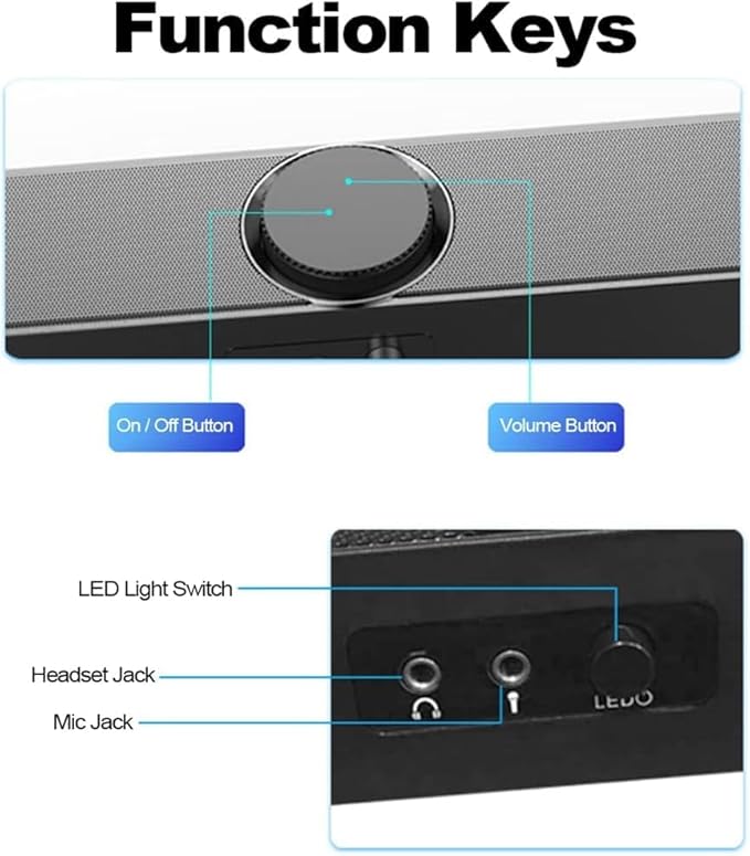 Computer Speakers for Desktop USB Powered Speaker Bar Portable Computer Speakers 3.5mm Audio Mic Plug Wired Soundbar Speaker for PC Tablet Laptop(OneColor)