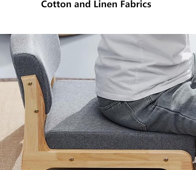 BTZHY Floor Chair Solid Wood Tatami Chair Back Stool Dormitory Bed Chair Window Seat Floor Room Chair Legless Chair(C)