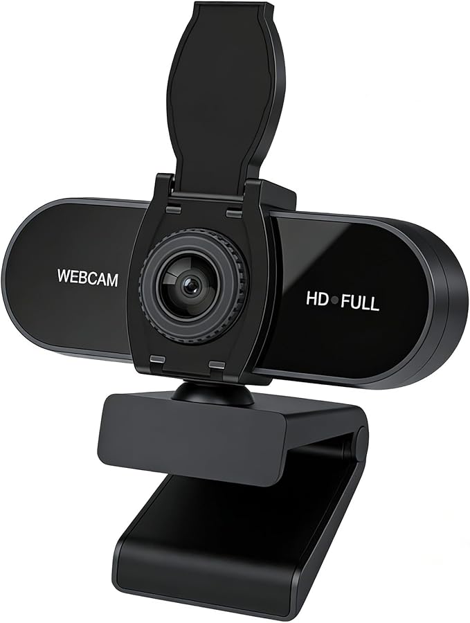 4k P Automatic focus HD Webcam with Microphone Noise Cancellation Privacy Cover Wide-Angle Lens Auto Light Correction Plug &amp Play USB Webcam for Laptop Desktop PC Mac Zoom Skype Streami