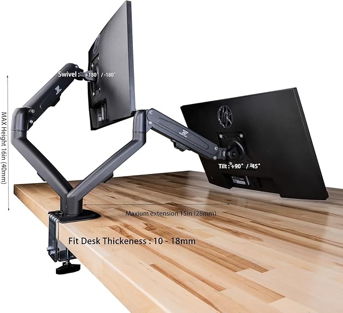 HP 24 Series 3 Pro 324pv FHD VA Monitor with 5 ms Response Time Anti-Glare Flicker Free VESA Mount (100x100mm) HDMI VGA with DKZ Hub Black (9U5C1AA#ABA) &amp ErgoFlexy Dual Monitor Mount (2 Pa