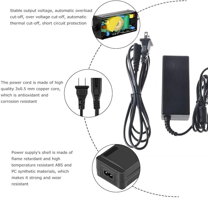 AC Adapter Power Supply for LG 34WK500-P ISP LED UltraWide FHD FreeSync Monitor