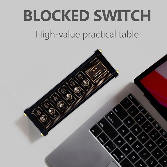 6 Ports USB C Splitter USB Hub Retro U6 6 Port USB Docking Station W/LED Status Light 4 Data Ports Metal Toggle Switch 9 USB Outputs for Phones Tablets and Gadgets