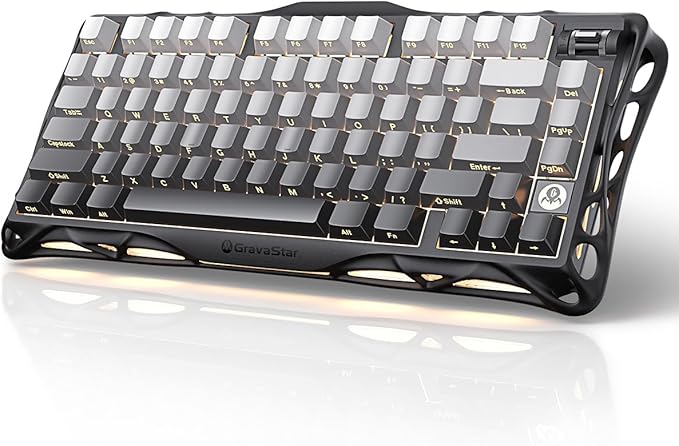 GravaStar Mercury K1 75% Wireless Mechanical Gaming Keyboard Aluminum Alloy Gasket Compact Custom Keyboard Hot-Swap Socket Linear Switches RGB Backlit - Gradient Black