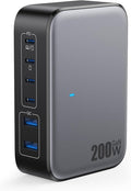 USB C Charger 200W USB Charging Block6 Ports GaN IV Foldable Wall Charger Outlet PlugQC4.0 Fast Charging Station HubPD 65W Laptop Adapter for MacBook Pro/AirDelliPhone 16/15GalaxySteam Deck