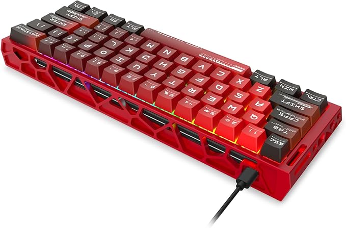 Redragon K753 HE Rapid Trigger Gaming Keyboard 60% 61 Keys Wired Mechanical Keyboard w/Hype-Red Hollowed-Out Aluminum Base Next-Gen UltraMag 100% POM Silky Rappid Trigger Magnetic Switch