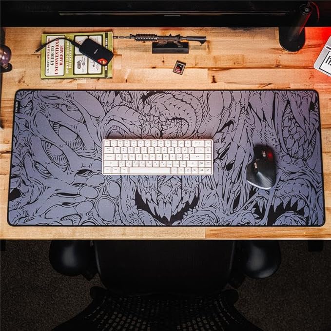 META PCS - Hyperbeast Extended Gaming Mousepad - Full Desk Coverage - Smooth Polyester - Anti-Slip Rubber Durable - Waterproof | Black/Grey