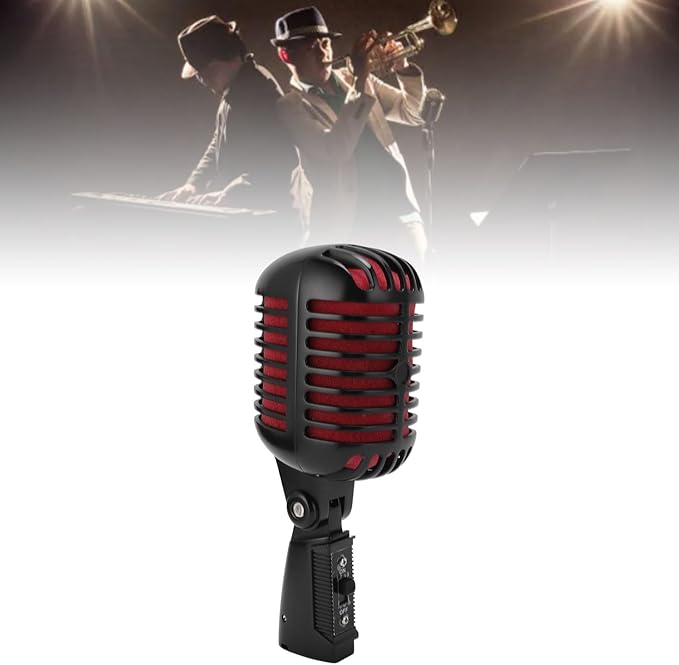 ASHATA Retro Dynamic Microphone for Podcast Recording Cardioid Pickup Mic for Vocals Noise and Vibration Damping Angle Adjustable PC Computer Mic for Singing Stage Home KTV
