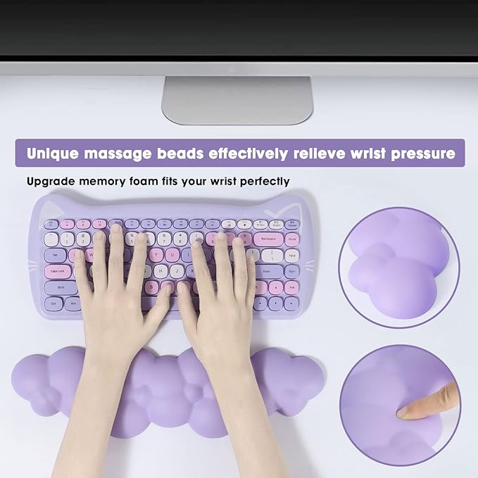 Gaming Keyboard Wrist Rest PadMemory Foam Palm Rest Ergonomic Hand RestWrist for Computer KeyboardLaptopMacLightweight Easy Typing Pain Relief-Purple