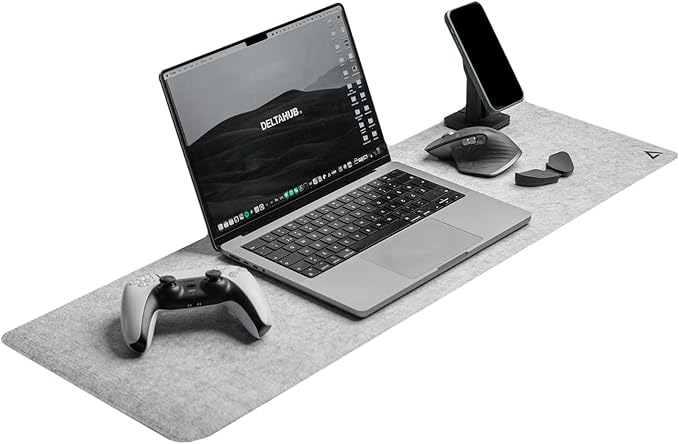 DELTAHUB - Minimalistic Felt Desk Protective Pad Anti-Fray Anti-Slip Easy to Clean Easy Glide Long Lasting Sleek Design Comfortable Resistant Desk Mat PC Mac Laptop - Medium (12x35inch)