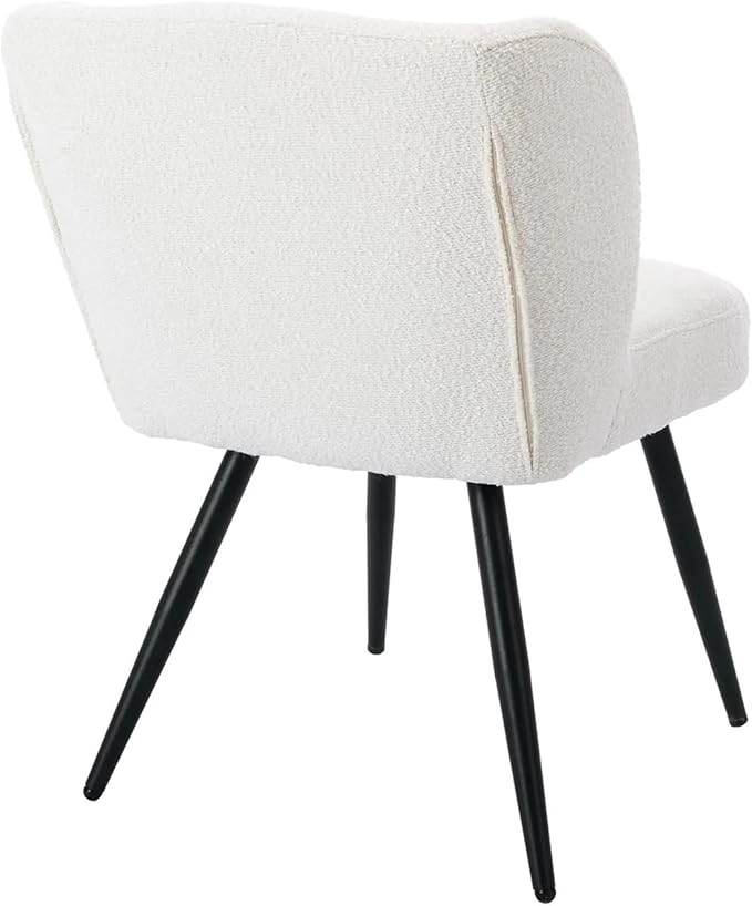Adjustable Office Computer Chair with Armrest 1pcs White Faux Sherpa Upholstered No Armrests Dining Chairs with Metal Legs